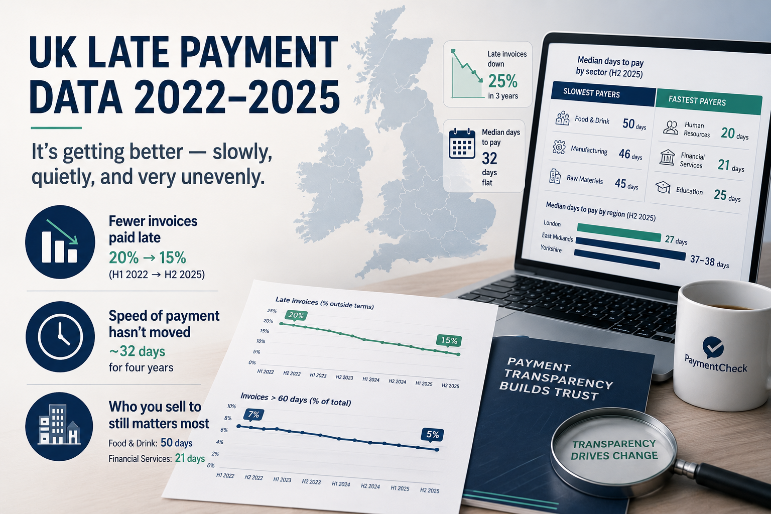 Late payment in the UK is quietly improving — but your invoice still depends on who you sell to
